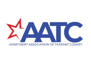 A blue and red logo for the apartment association of tarrant county.
