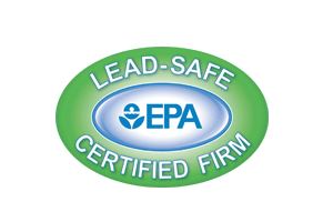 A green oval with the words lead safe certified firm and an epa logo.